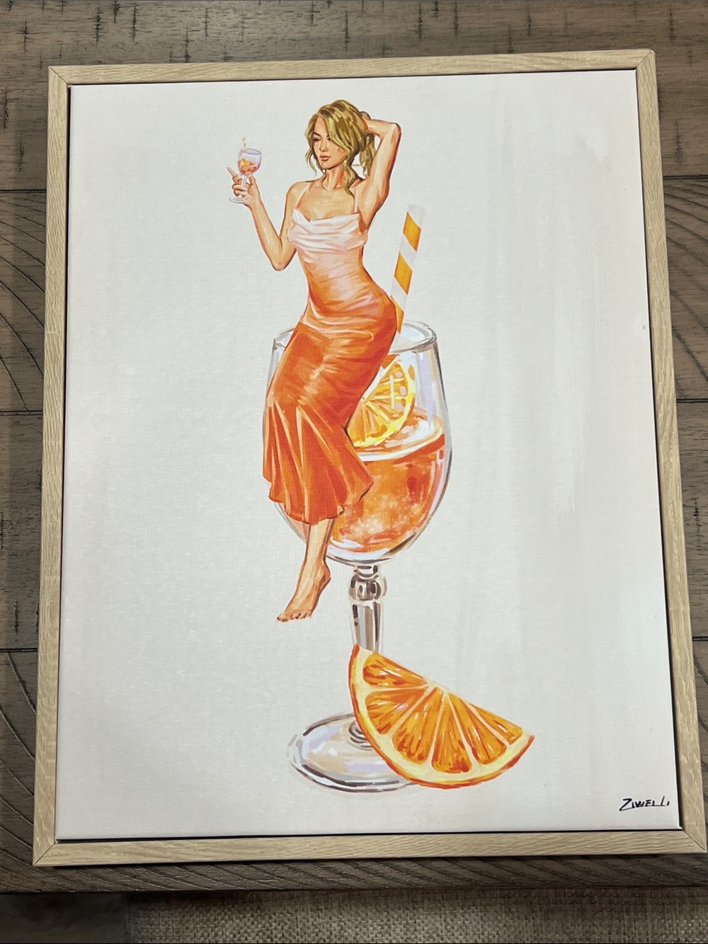 Orange Cocktail Girl Framed Art Print